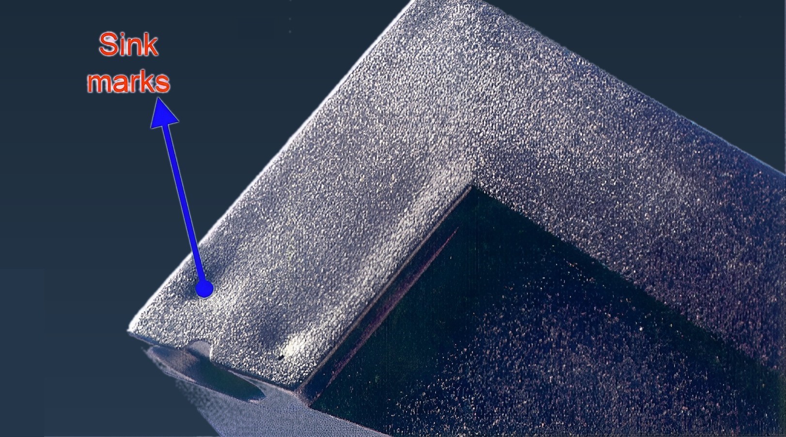Defective injection molded part under diagnosis